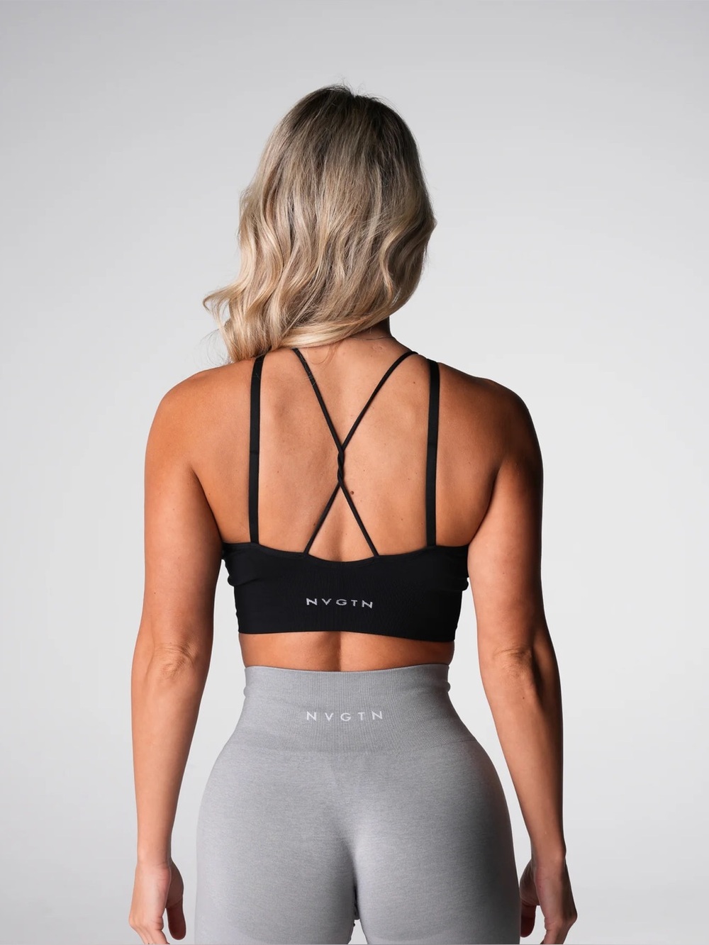 NWT NVGTN Women’s Black Galaxy Ribbed Seamless Bra Size Medium